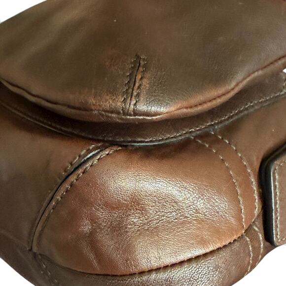 COACH 3653 Soho Double Pocket Buckle Flap Brown Leather Shoulder Bag Y2K 2005 - Picture 13 of 13